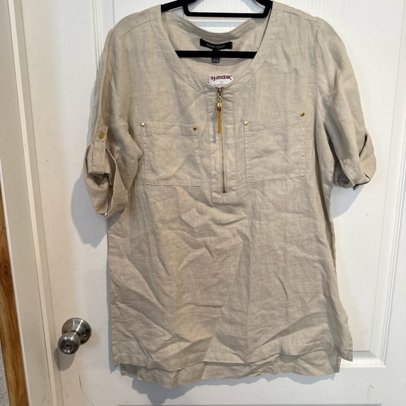Ellen Tracy Other - Ellen Tracy Light Tan linen blouse